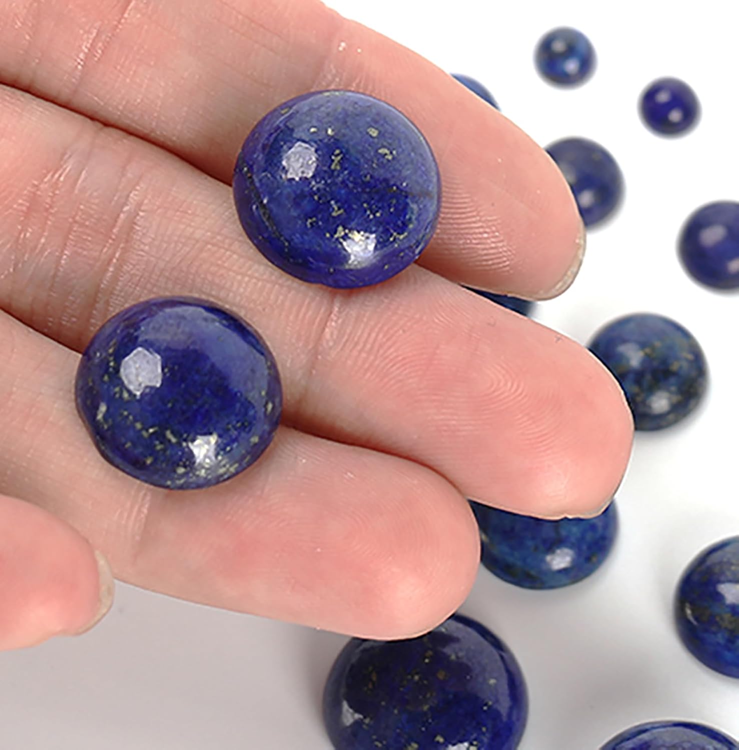 Gemstone Studs - Real Jade Jewelry for Women - Sage Light Green Stone Earrings - Hypoallergenic - Ball Earring Post 6mm, 8mm - Lapis Lazuli - Tiger Eye - Flat Back Large 12mm Earring - Handmade - Gifts for Anniversary - Graduation - Back to School - Teacher Appreciation - Mens Birthstone Birthday Gift - Image 8