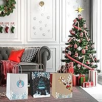 Vista 6 de Qutuus Bolsas de papel blanco con asas a granel, 600 unidades de 8 x 4.5 x 10 pulgadas, bolsas de regalo blancas medianas a granel, bolsa de papel