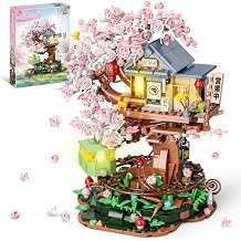 Cherry Blossom Tree House Building Set for Girls 8-12 Compatible with Lego Friends Flower House Japanese Pub Shop Architecture Building Blocks with Lights for Adults and Kids Gift Toys 1098 PCS