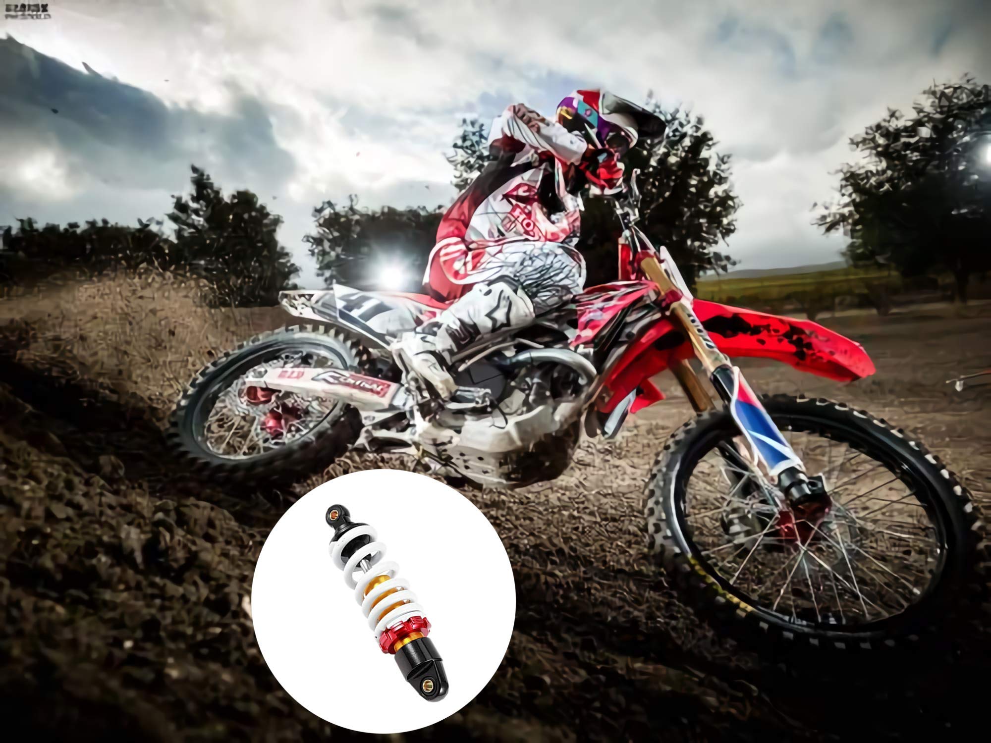 Amortisseur Arrière Gris Pour Moto 50 - Entre-axe 260mm, Longueur 285mm - Neuf Générique 2 Ans Garantie