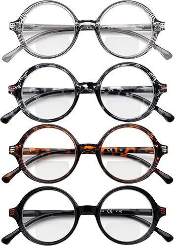 Miniatura 3 de Eyekepper Paquete de 4 lentes de lectura bifocales para mujer, lentes pequeños, redondos, bifocales
