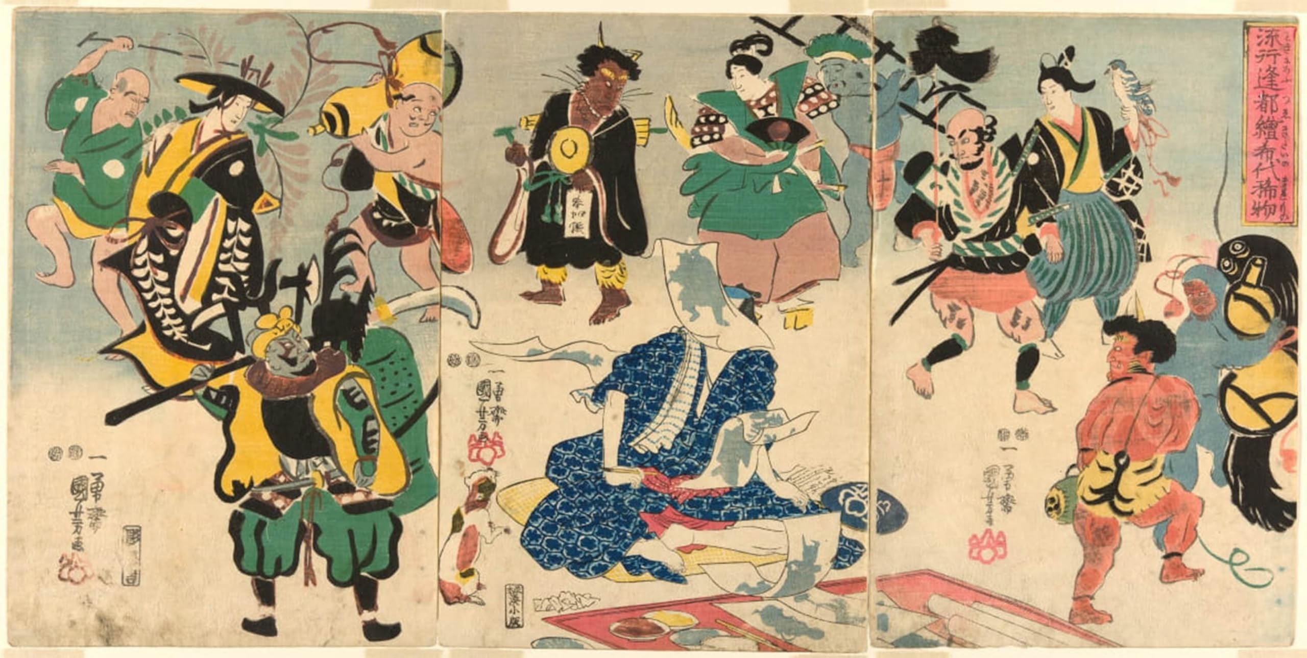 SERENDIPITP Aesthetic Poster Photo Wall Print Retro Picture the Extraordinary Phenomenon of the Popular Otsu Picture by Utagawa Kuniyoshi Modern Wall Artwork for Home Decor 60x90cm