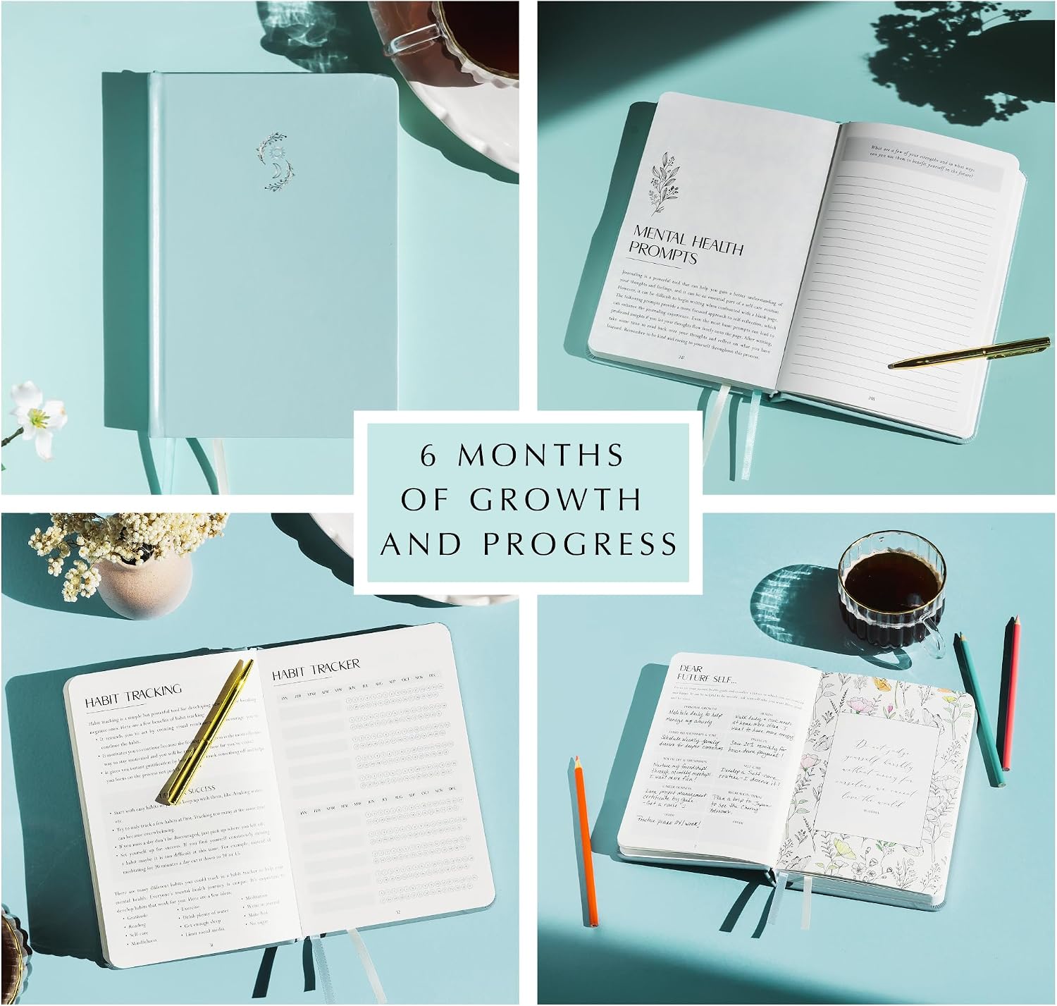 FINDING BALANCE Mental Health Journal – 6-Month Daily Journal with Prompts for Mindfulness, Self-Care & Healing – Anxiety & Depression Management – Green Hardcover