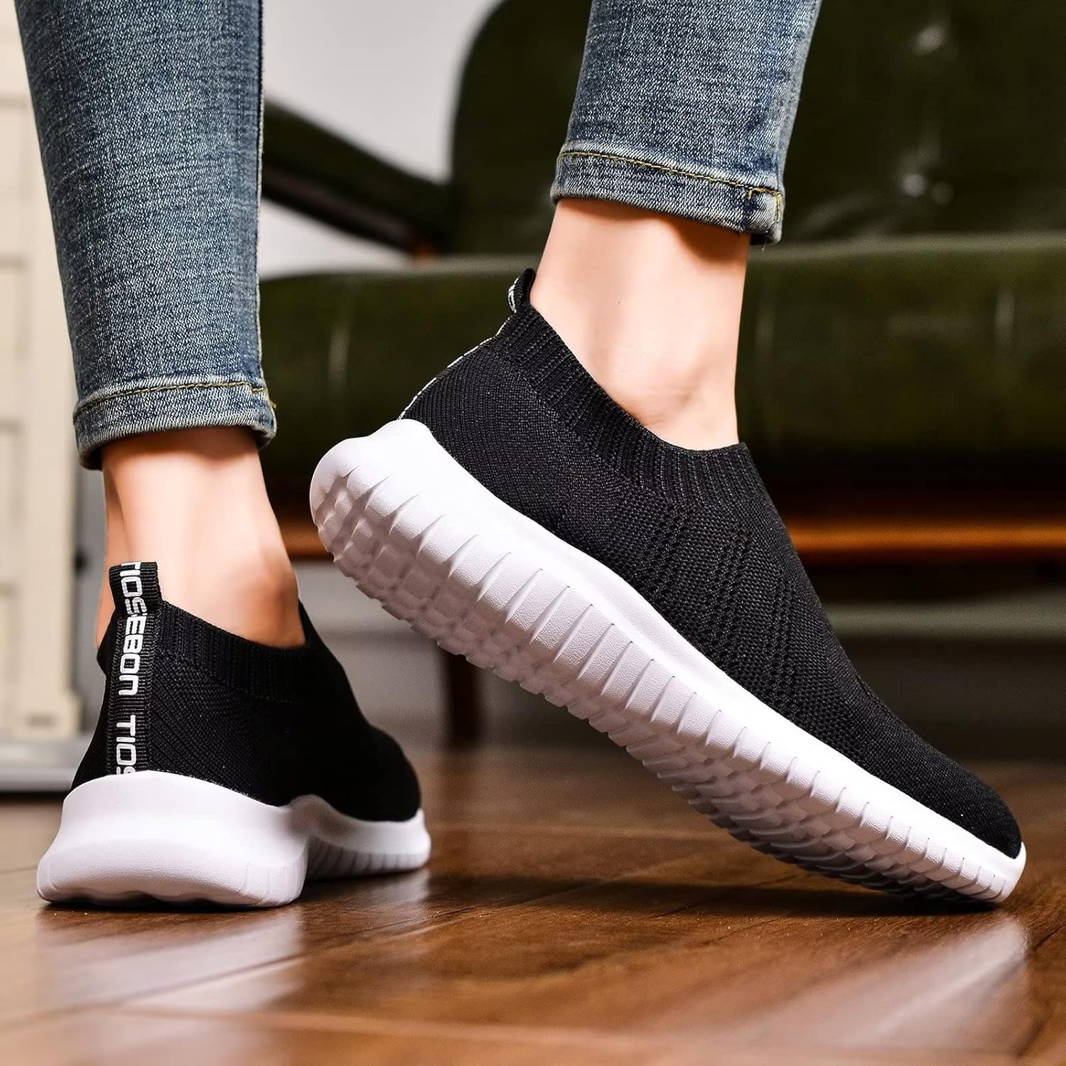 TIOSEBON Women's Walking Sock Shoes Elastic Knit Lightweight Slip on Breathable Yoga Sneakers - Image 6