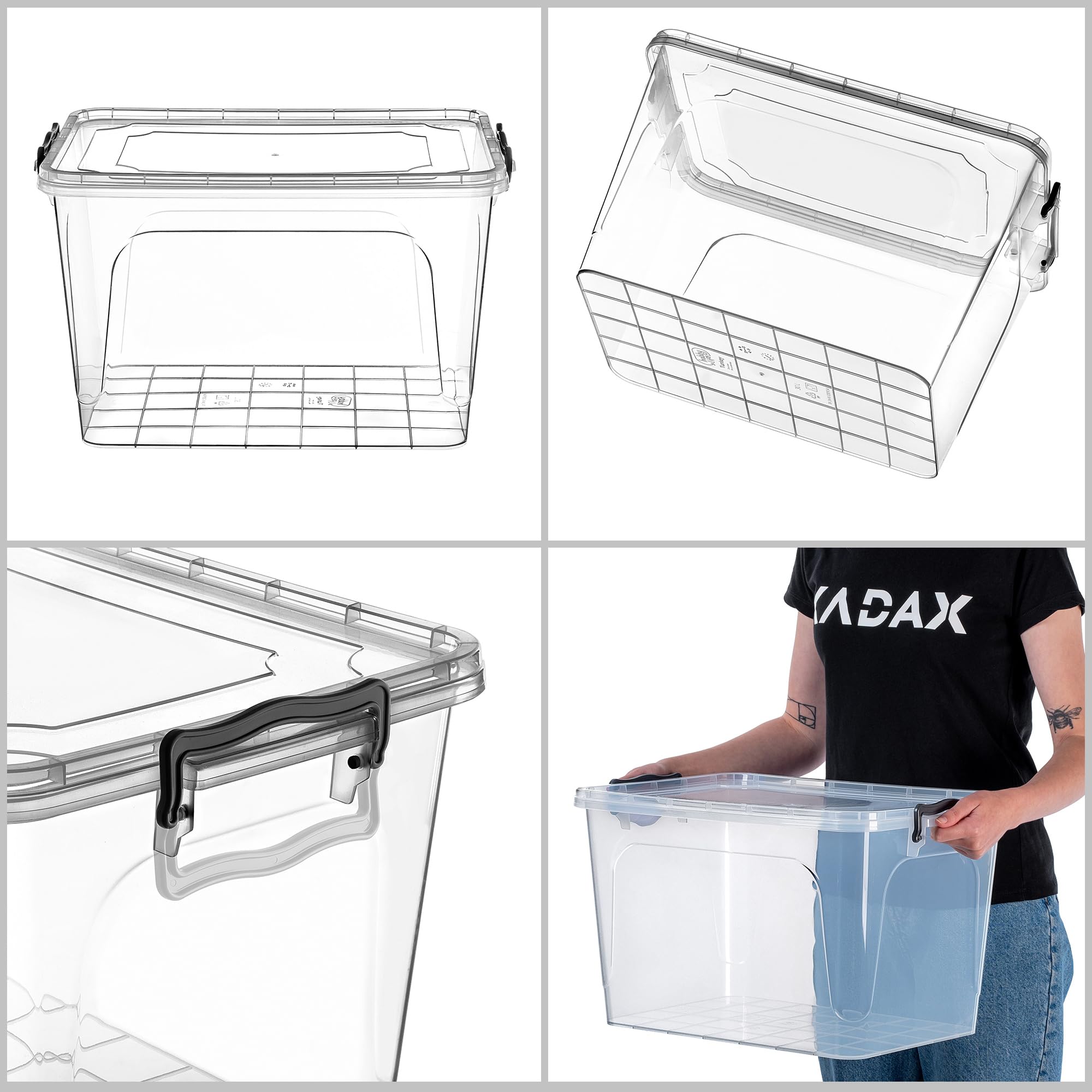 KADAX Caja de transporte de 30 L para marcos de 412 x 412 mm (+/- 2 mm), caja de almacenamiento de 48 x 33 x 28,5 cm con tapa para guardar y transportar miel de forma segura