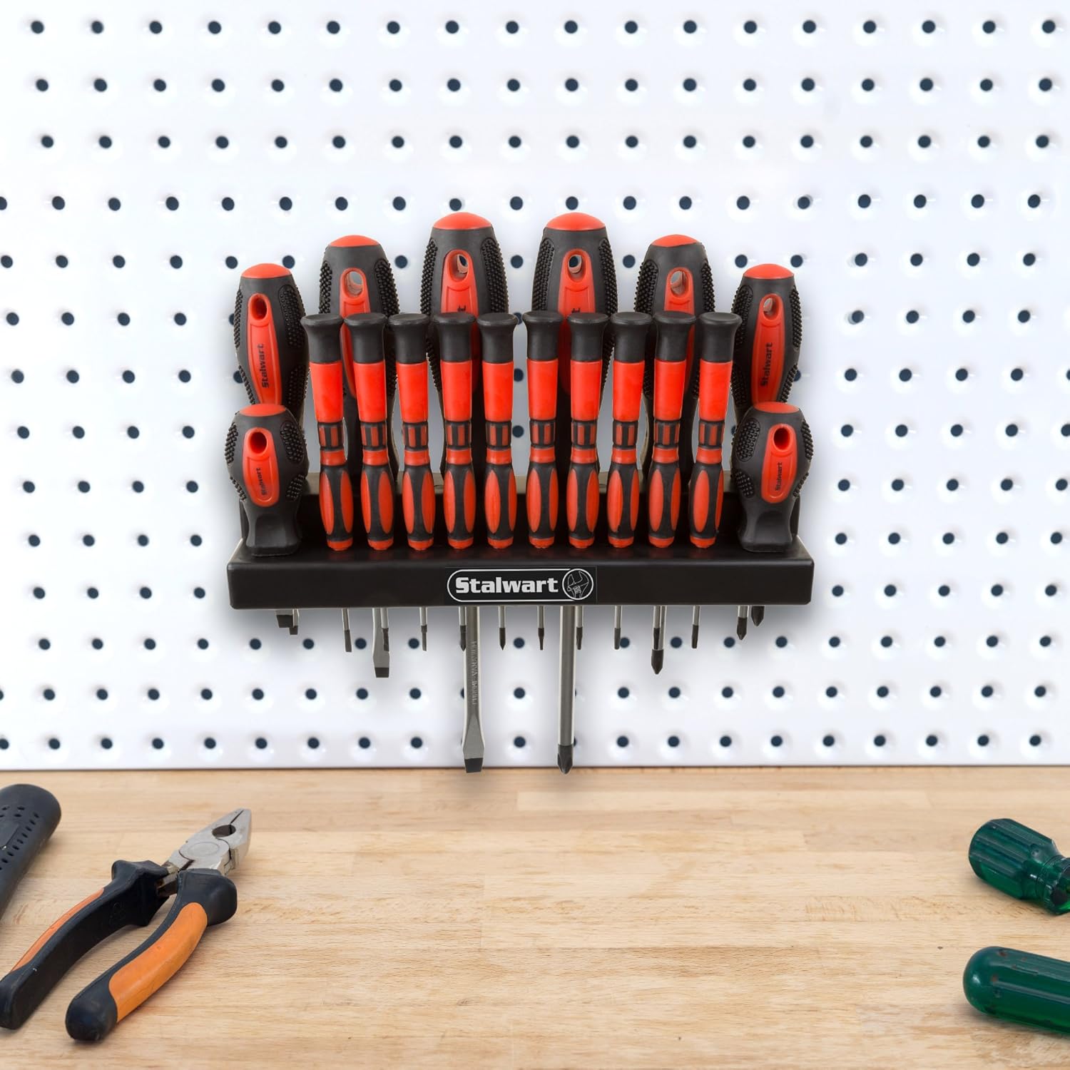 Stalwart - 75-HT4088 18 Piece Screwdriver Set with Wall Mount and Magnetic Tips- Precision Kit Including Flatheads, Phillips, and Torx Screwdrivers By