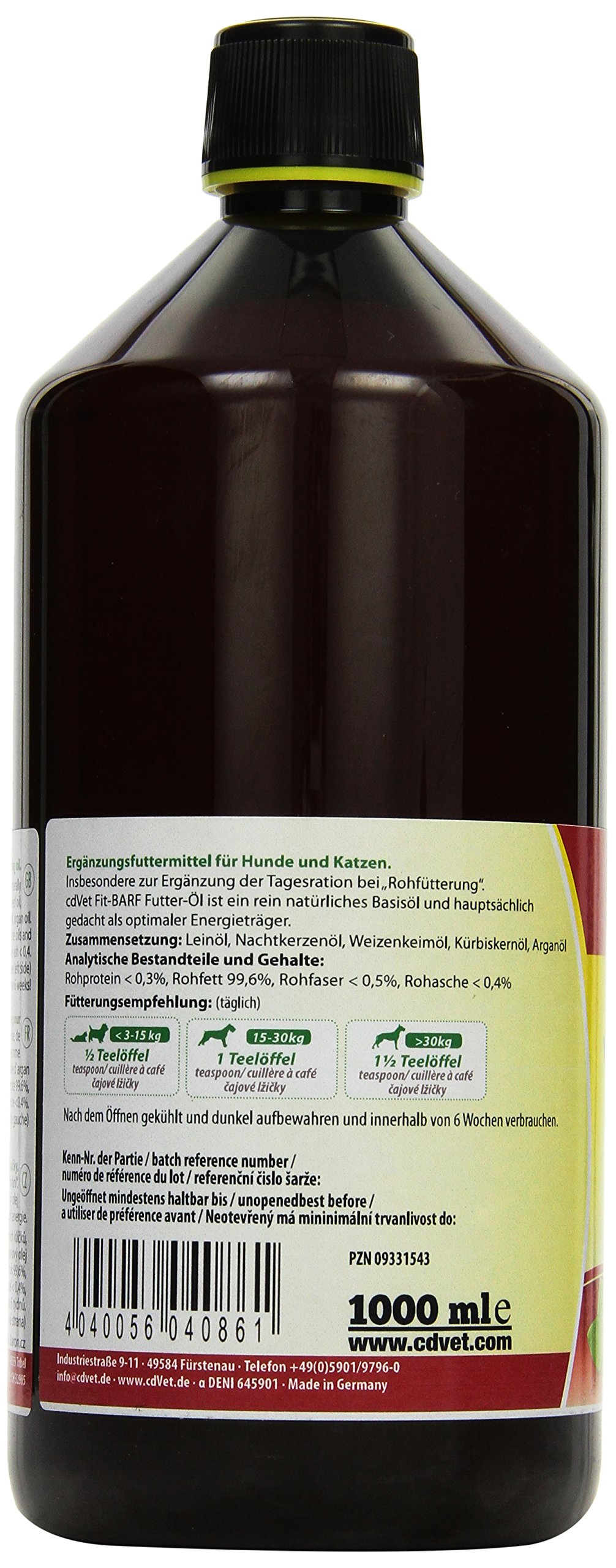 cdVet MicroMineral Hund & Katze 1000g - Nahrungsergänzung für Haustiere mit Mineralstoffen und Spurenelementen wie Magnesium und Calcium sowie Vitaminen & Fit-Barf Futter-Öl für Hunde & Katzen 1l