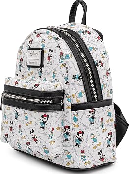 Loungefly Disney Mickey Minnie Mouse Donald Daisy Mini Backpack Handbag White