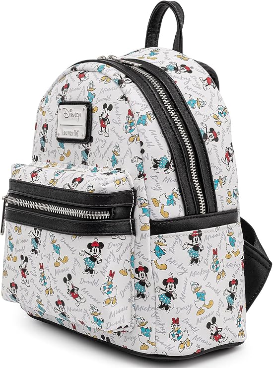 Loungefly Disney Mickey Minnie Mouse Donald Daisy Mini Backpack Handbag White