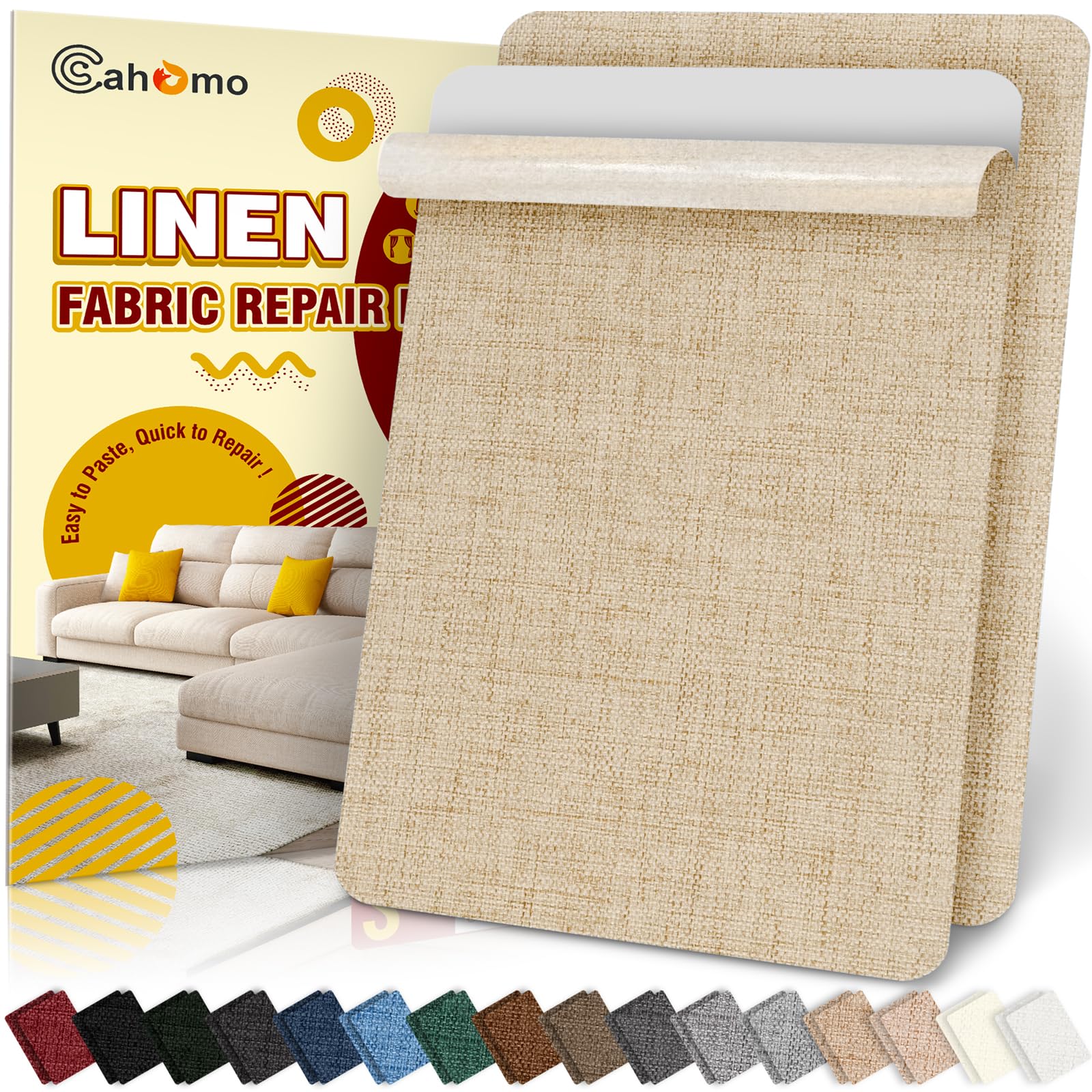 Flicken Selbstklebend Stoff, Cahomo Leinenstoff Patches Selbstklebend, Leinen Reparatur Patches für Sofa, Autositze, Bootssitze, Bürostuhl, Vorhang