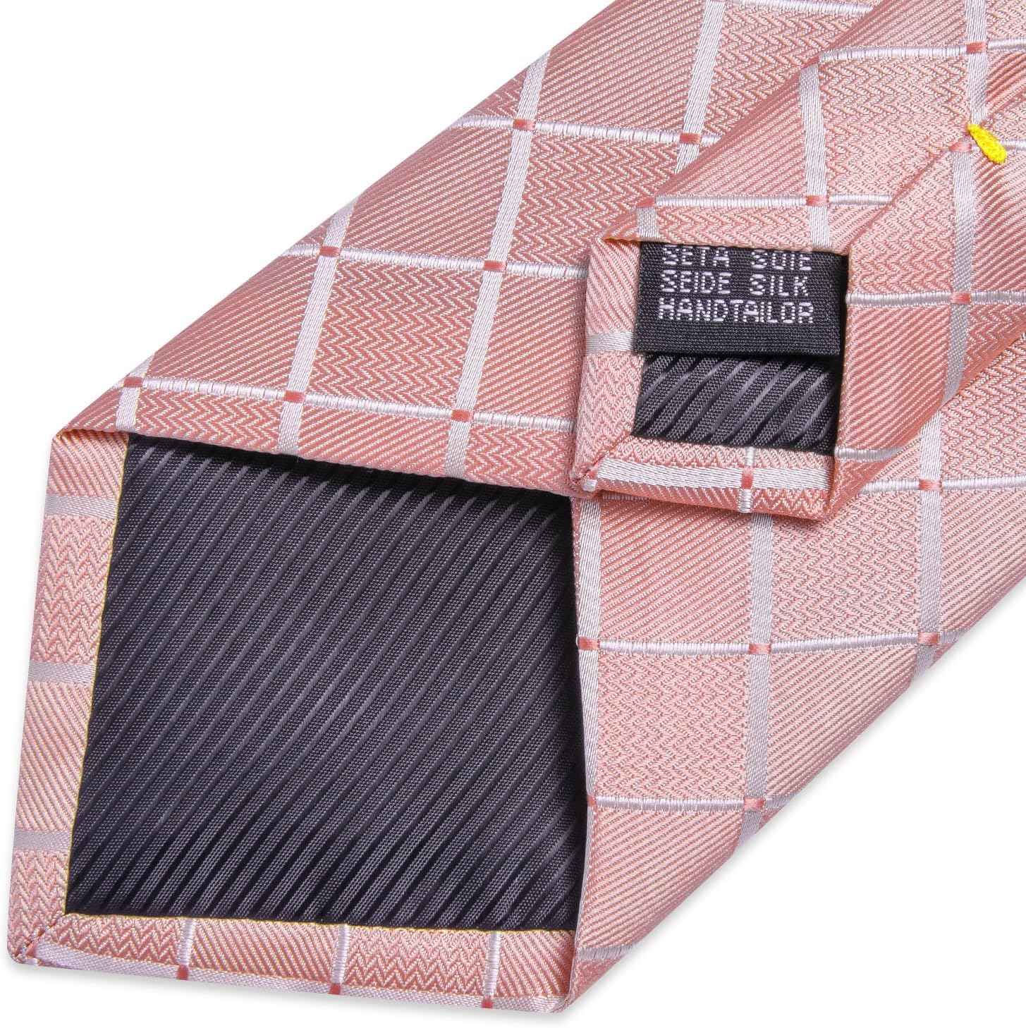 DiBanGu Silk Ties for Men Formal Plaid Check Necktie and Pocket Square Cufflinks Tie Clip Set Wedding Necktie with Gift Box - Image 7