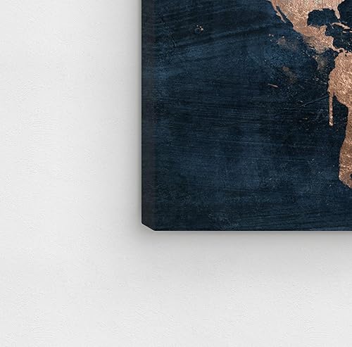 Miniatura 6 de The Oliver Gal Artist Co. Mapamundi Copper - Lienzo contemporáneo de alta calidad, colección de decoración de pared, 24 x 16 pulgadas