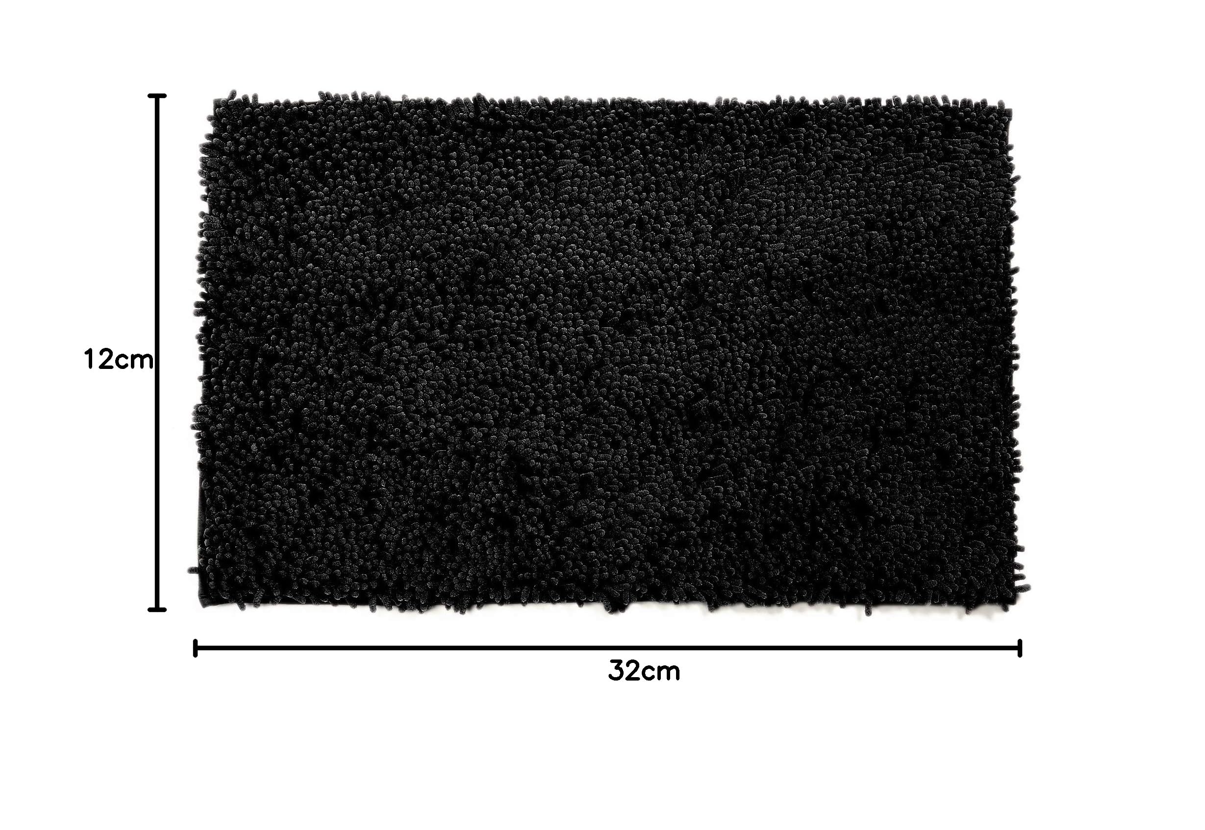 Poligono Set Tappeti Bagno 3 Pezzi in Microfibra, Tappeto Pelo Lungo 50x80 cm, 2 Tappetini Per WC e Water Forma Rettangolare 40X50 cm, Morbido, Antiscivolo, Nero