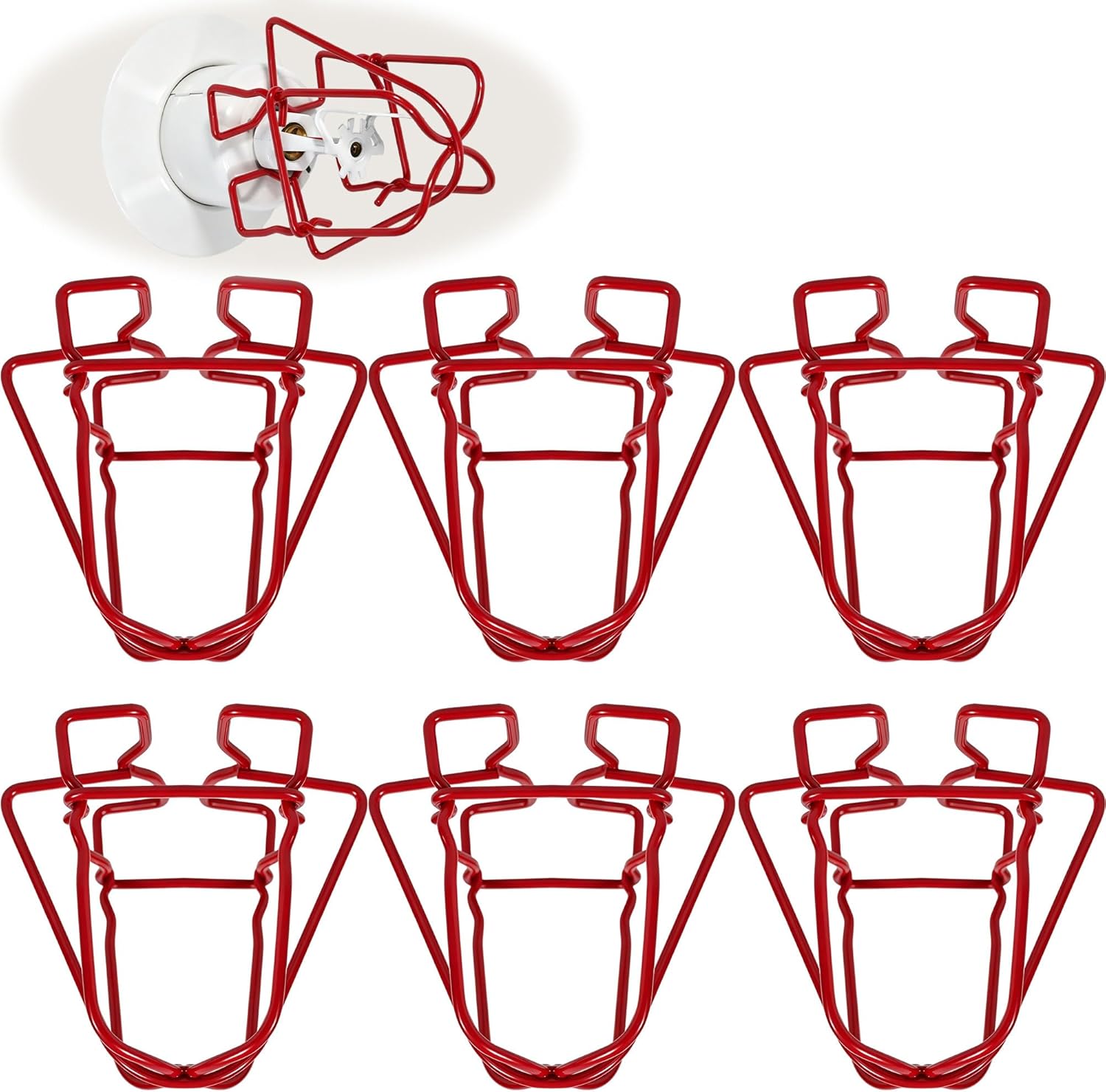 Happy Tree (6 Pack) 3/4" IPS Red Fire Sprinkler Head Guard for Pendent & Upright & Horizontal Sidewall Head - Double Hook