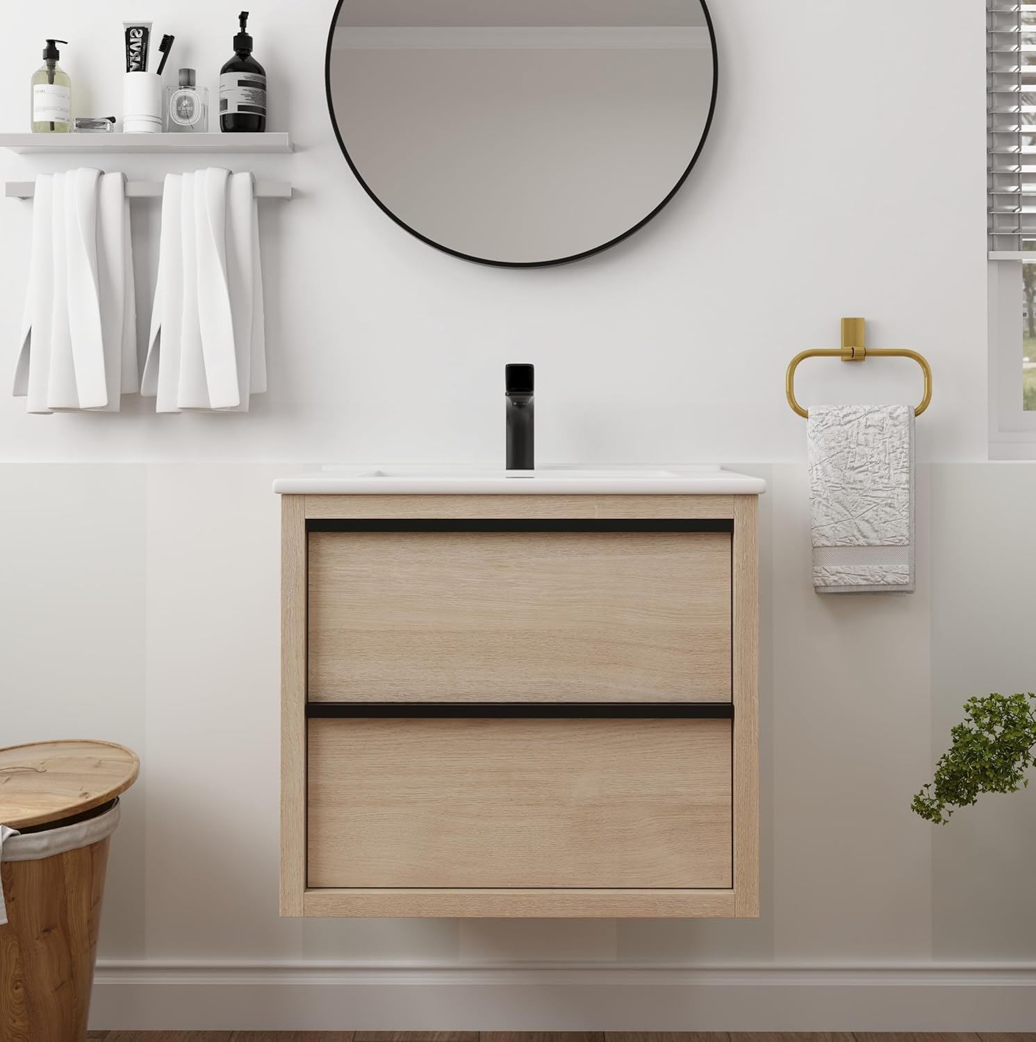 Amazon.com: SSLine Wall Mounted Bathroom Vanity Sink Set,24'' Wall ...