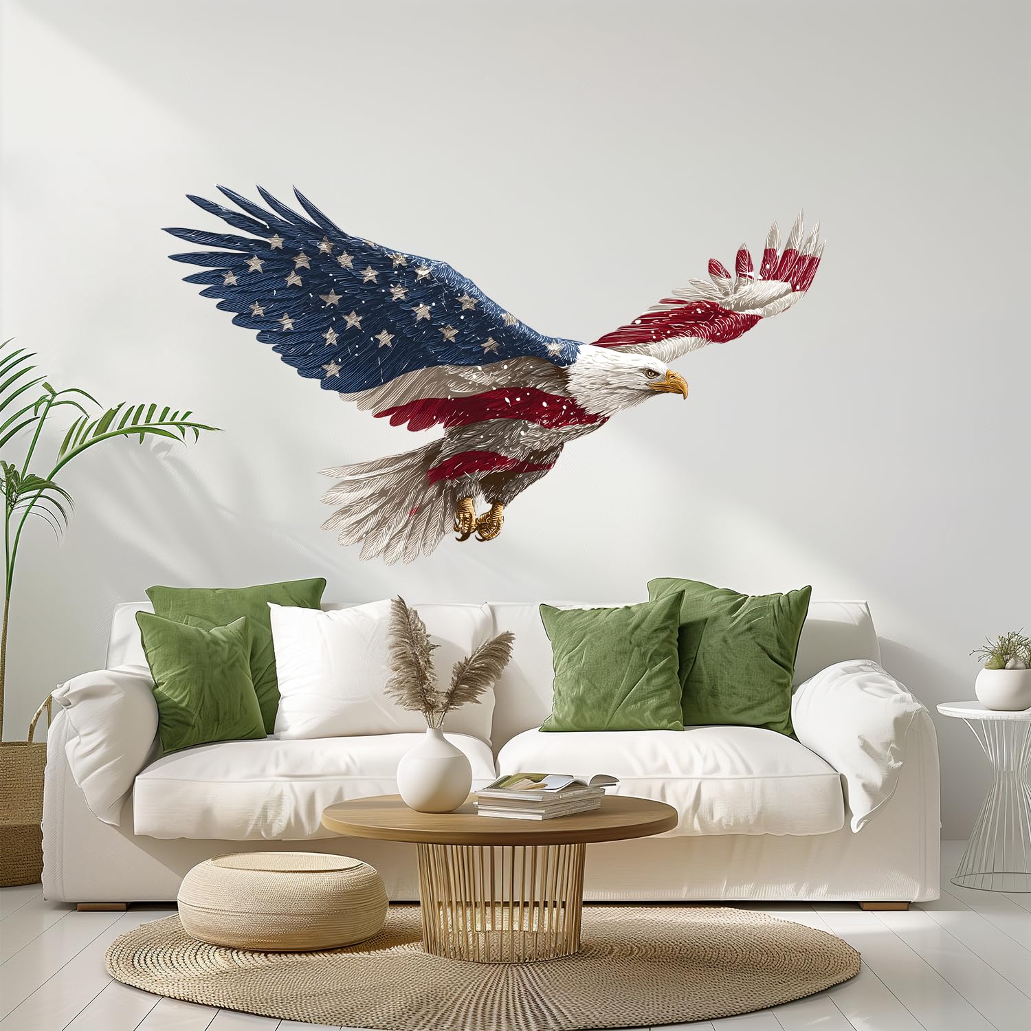 Stickers muraux aigle américain pour salon et chambre : le vinyle amovible style grand espace
