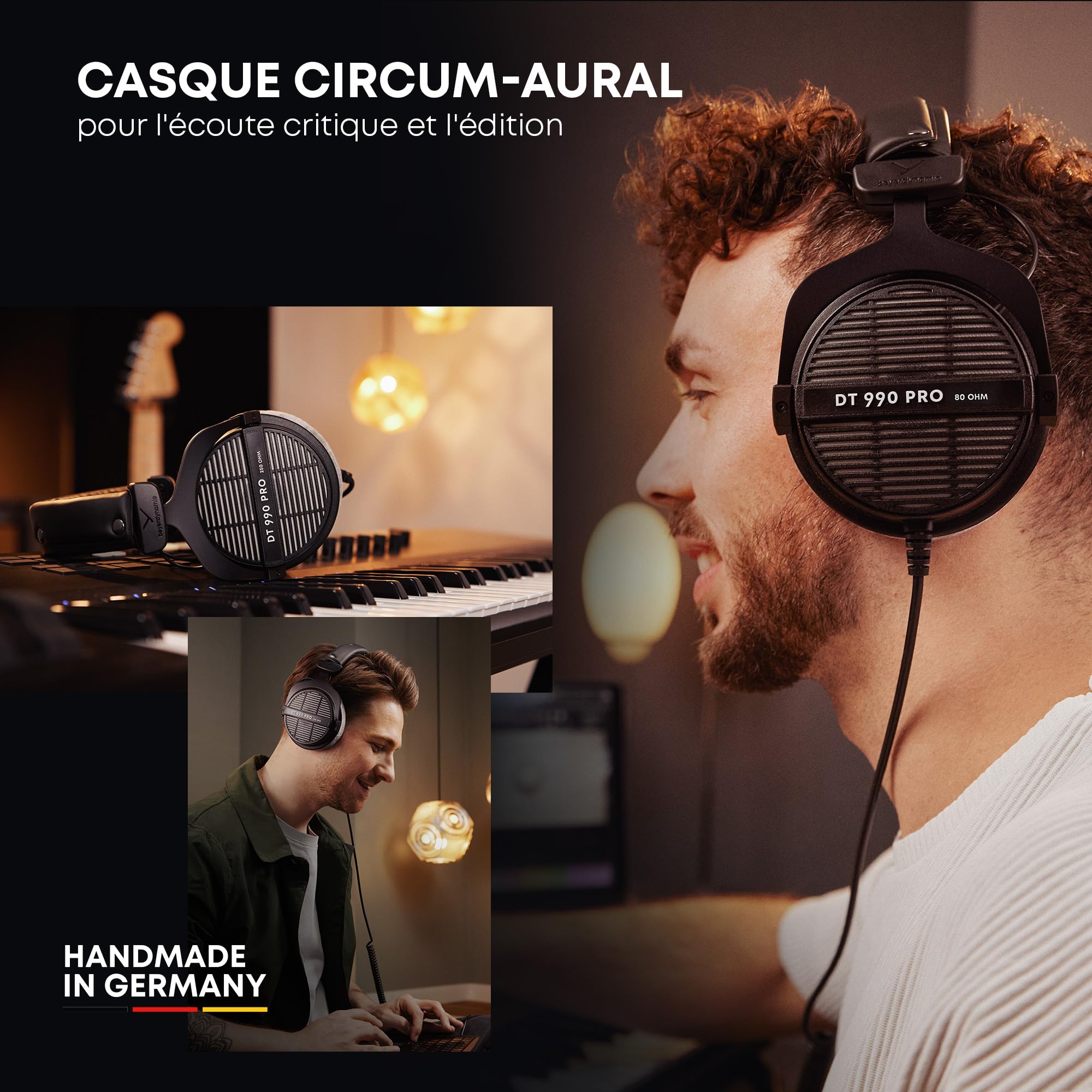 beyerdynamic DT 990 Pro Casque de Studio Supra-auriculaire Filaire pour Le mixage, Le Mastering et Le Montage avec Une impédance de 250 ohms. Fabriqué en Allemagne.
