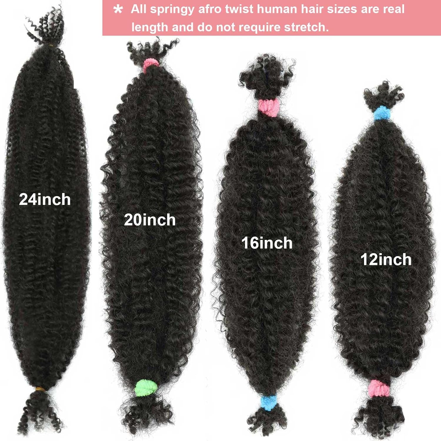 Afro Kinkys Bulk Human Hair 3 Packs 16 Inch Kinky Curly Human Braiding Hair Bulk for Twist Dreadlocks Extensions Marley Twist Braiding Hair(1B, 16 Inch 3 PACKS)