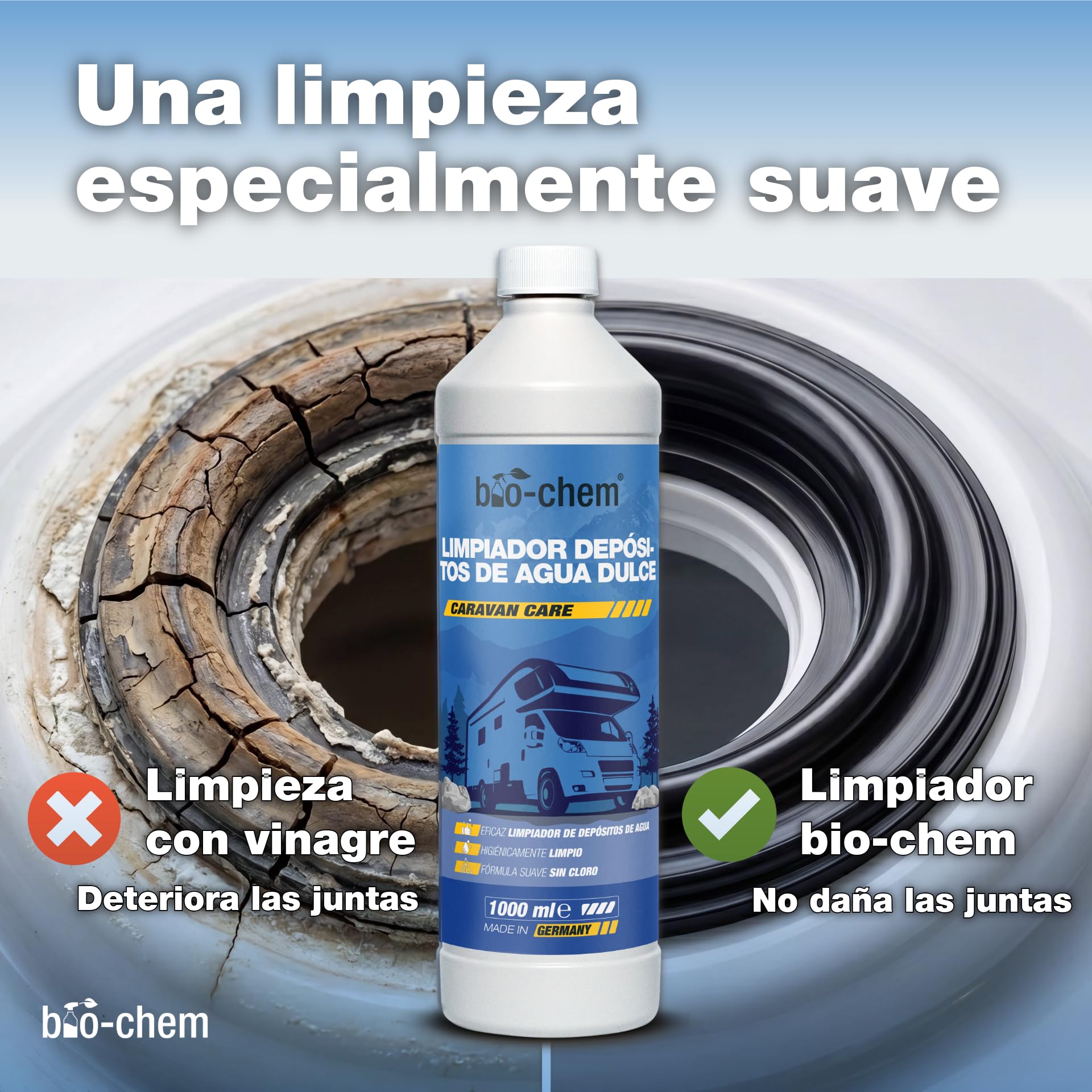 Bio-Chem Limpiador de depósitos de Agua Dulce 5L | Mantenimiento de depósitos de caravanas y autocaravanas - Productos y accesorios para campistas