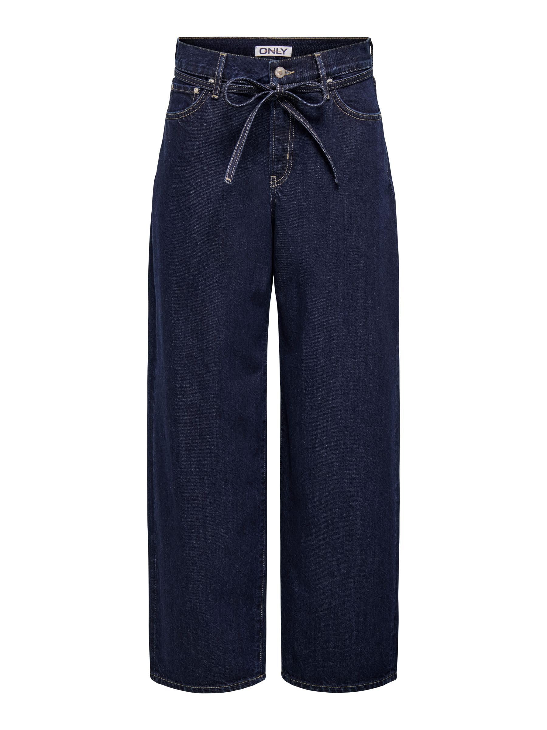 ONLY Womens Onlgianna Mw Straight DNM Dot630, Dark Denim Blue, 26W / 30L UK