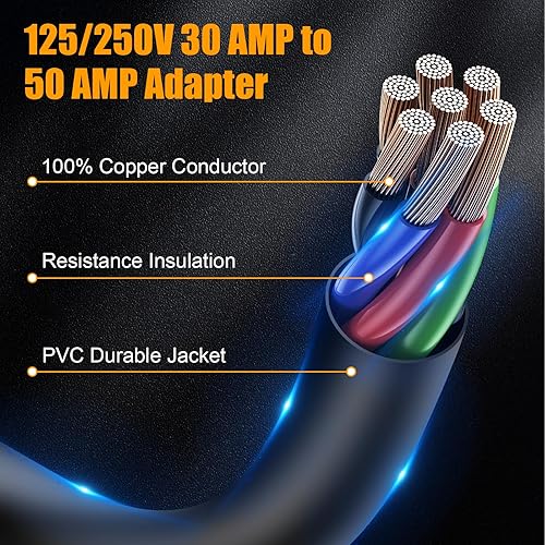 Miniatura 6 de WAWETA NEMA - Cargador EV de 14-30P a 14-50R compatible con Tesla, enchufe de secadora de 30 amperios a adaptador de conversión EV de 50 amperios