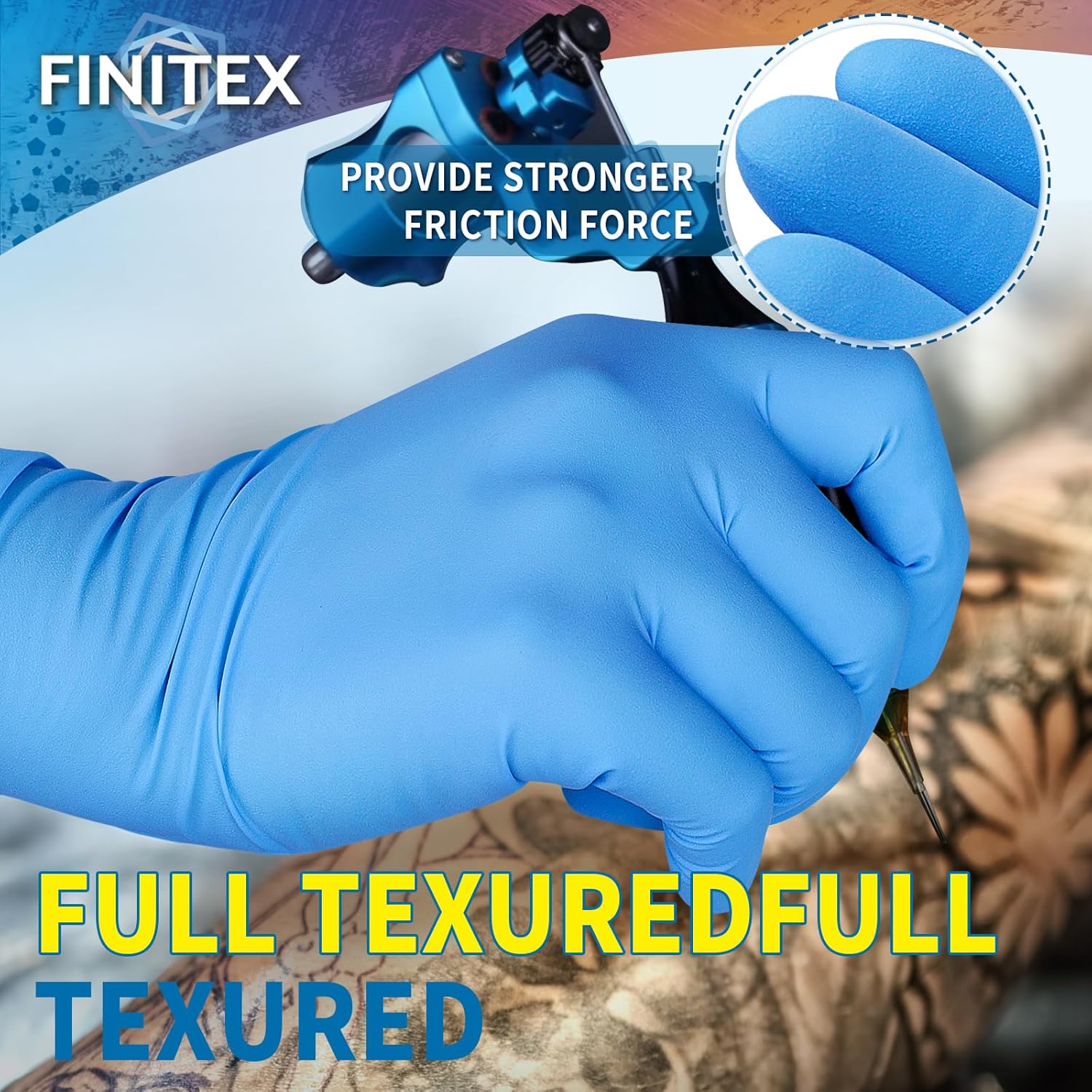 FINITEX Disposable Blue Nitrile Gloves 6mil Heavy Duty Latex-Free Glove 100PCS Cooking Food Safe Powder-Free Rubber Gloves - Image 4