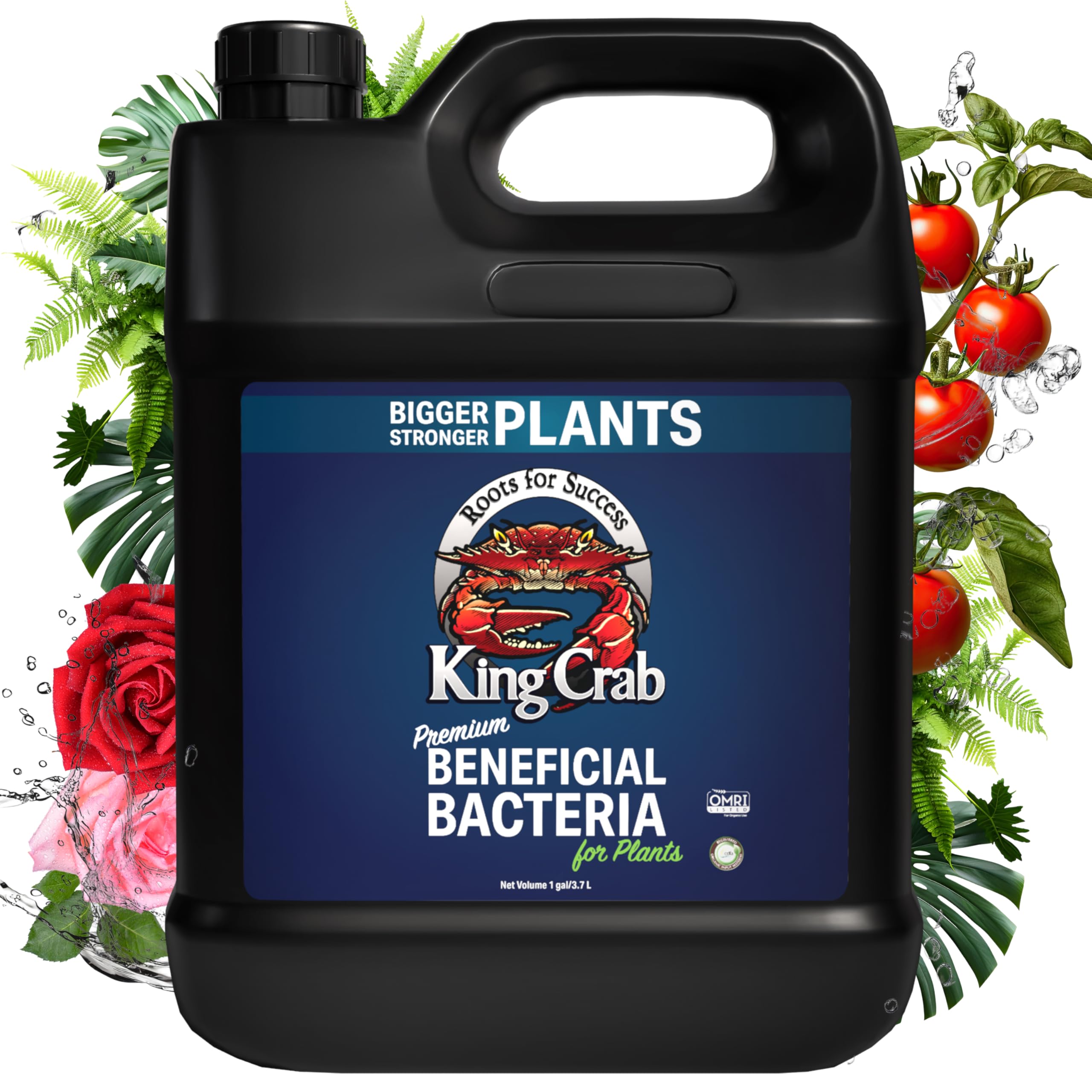 Root Stimulator for Plants, King Crab Ultra Concentrated OMRI Organic Bacteria for Plants, 275 Million Organisms per ml, Roses, Tomatoes, Houseplants, Trees and Succulents 1 gal Makes 7,500 Gallons