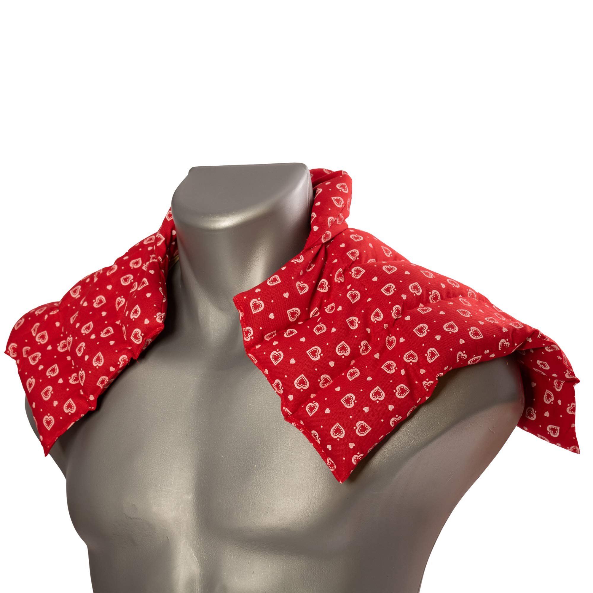 Cuscino termico cervicale XL per collo, spalle e schiena - Cuscino termico con noccioli di ciliegia - Cuore rosso|