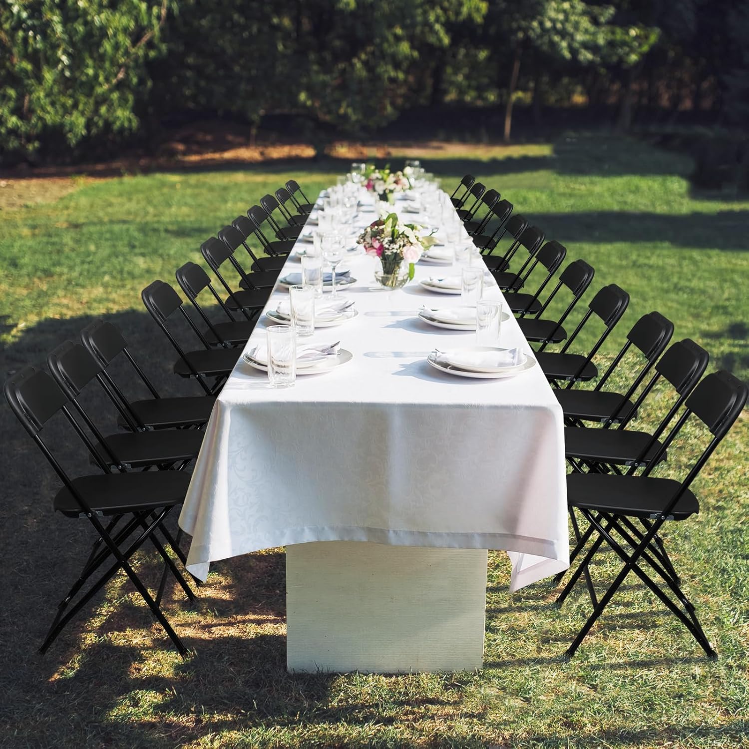 Heavy Duty Folding Chair, Metal Frame Portable Stackable Chair for Party, Conference, Wedding, Banquet and Event Use – Easy to Store and Transport (10, Black Leather)