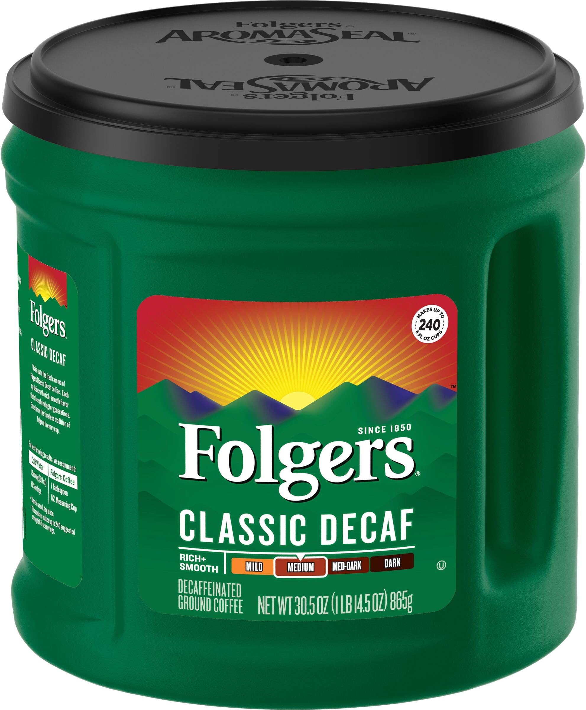 Folgers Classic Decaf Medium Roast Ground Coffee, 30.5 Ounces (Pack of 1)