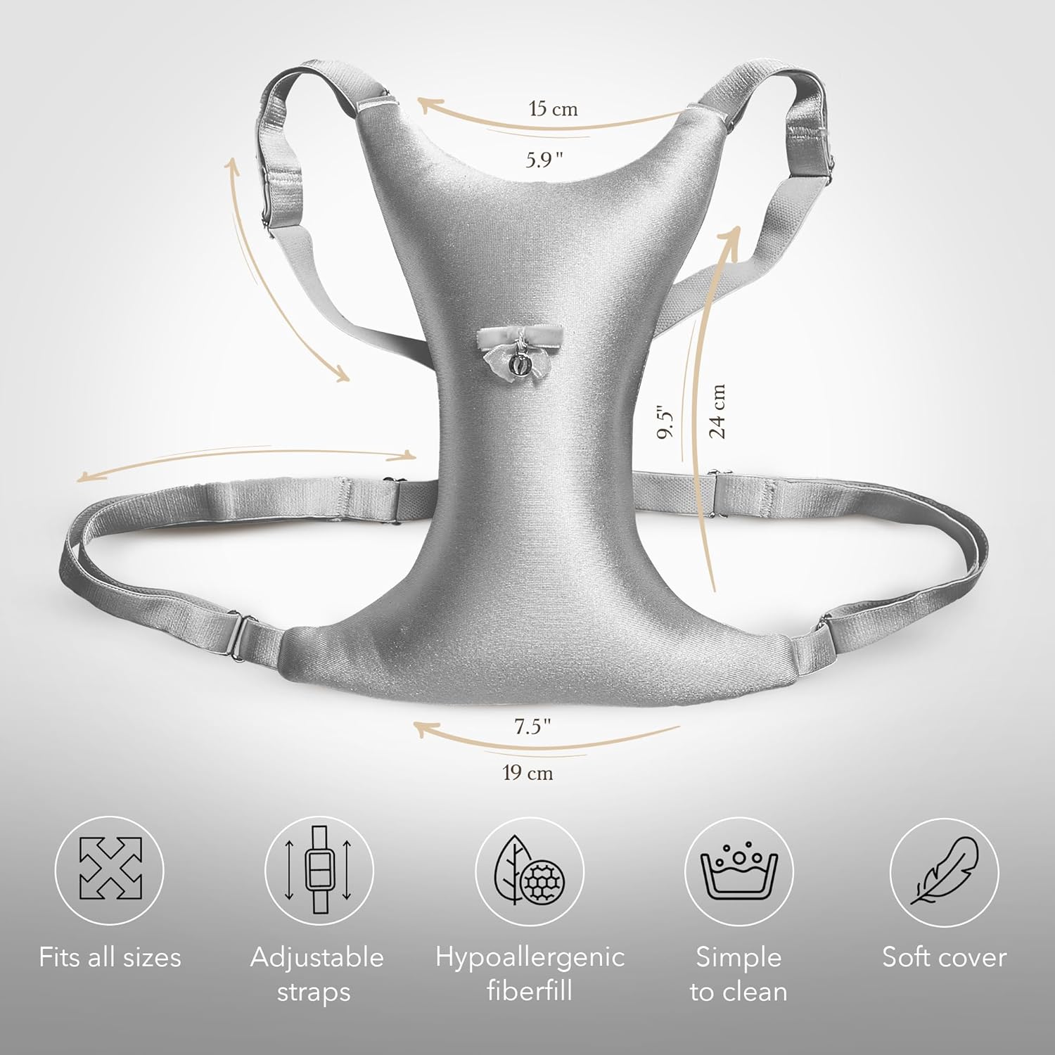 Intimia Breast Pillow for Chest Wrinkles and Side Sleeping - Chest Pillow for Wrinkle Prevention and Breast Support (Silver)