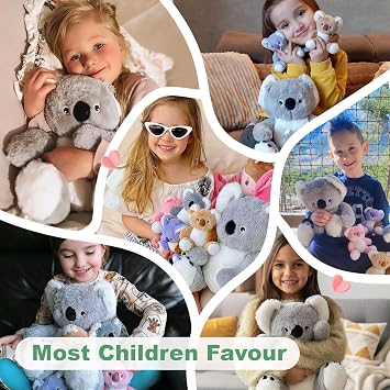 OUOZZZ 5 pieces Koala cuddly toy set 30cm soft koala plush toy with 4 babies in the stomach - baby birthday present for girls boys children