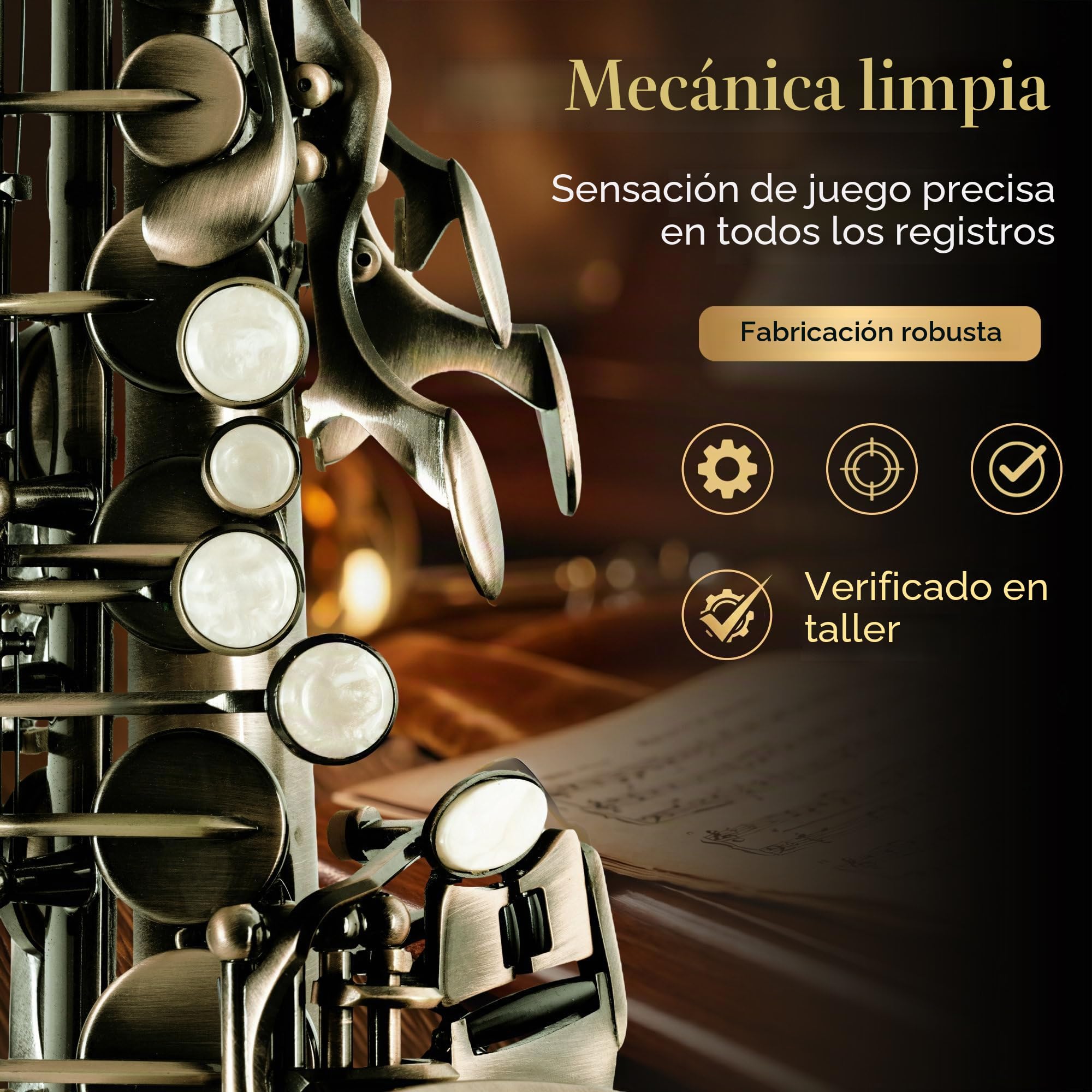 Classic Cantabile Winds AS-450 Antique Yellow Saxofón Alto, Peso: 2 | Saxofón alto de latón, Acabado vintage Antique Yellow, Llave de fa agudo, Sonido lleno y cálido, Respuesta rápida, 4 kg