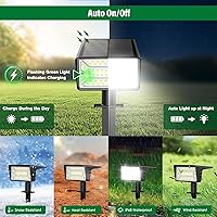 Vista 4 de Solar Spot Lights Outdoor with 60 LED & Auto On/Off, 4 Pack Solar Lights Outdoor Waterproof IP68 with 3 Lighting Modes, 2-in-1 Solars Landscape