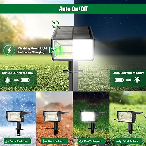 Miniatura 4 de Focos solares para exteriores con 60 LED y encendido y apagado automático, paquete de 4 luces solares para exteriores, impermeables, IP68 con 3