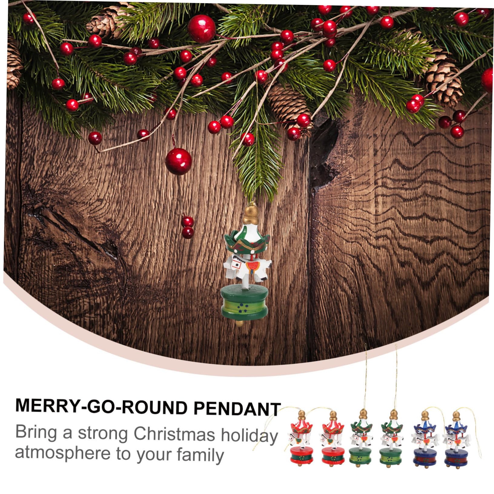 OUNONA 18stücke Holzpendel Weihnachtsbaum Dekoration Cartoon Merry-go-Round Für Festliche Anlässe Für Weihnachtsfeiern Und Kreative -projekte