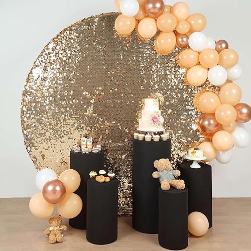 Vista 2 de Efavormart - Juego de 5 fundas de soporte para caja de exhibición cilíndrica de elastano, color negro, fundas elásticas para pilar de pedestal, 160