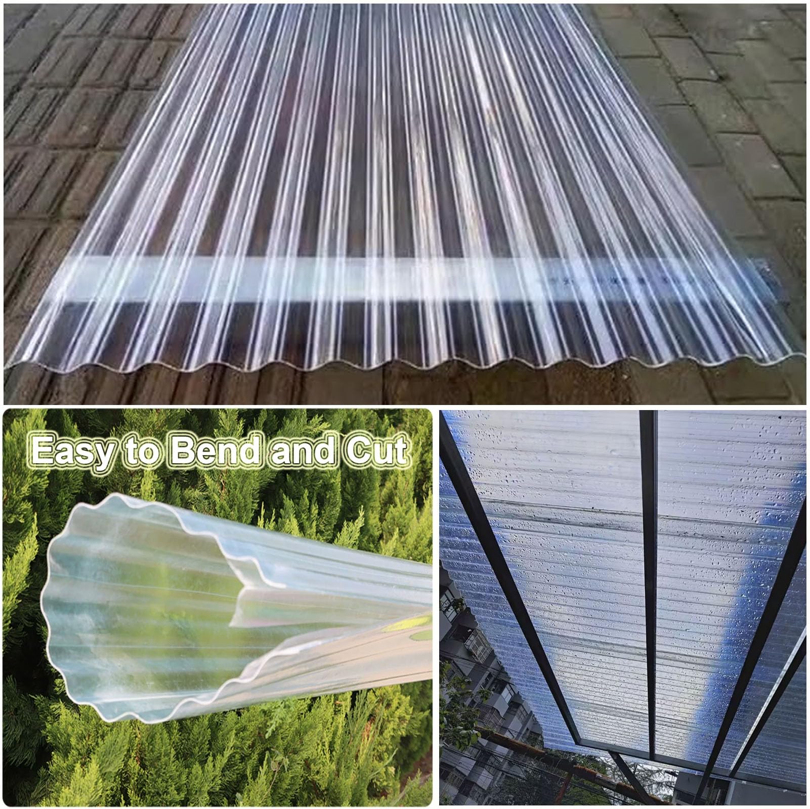 1mm Hojas De Techo Corrugado,Placa De Iluminación Natural FRP De Protección UV,Chapa Ondulada Para Invernaderos Prueba De Lluvia,Placa De Iluminación Natural FRP (0.9×0.8m,1pcs)