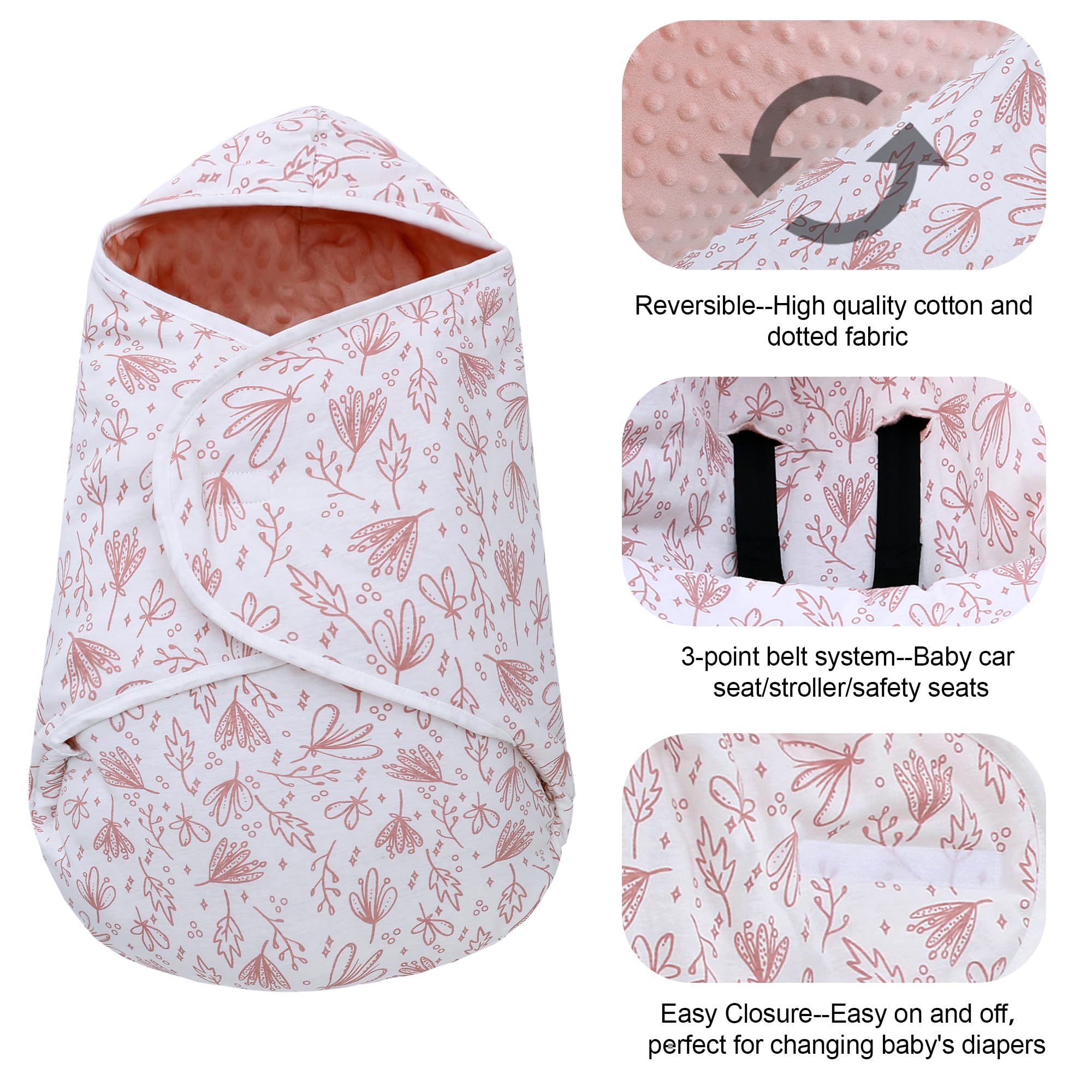 Einschlagdecke Babyschale für Buggy Universal Fußsack Babydecke Baumwolle Baby Pucksack für Kinderwagen Autositz 3-12 Monate (Pflanze M (3-12M))