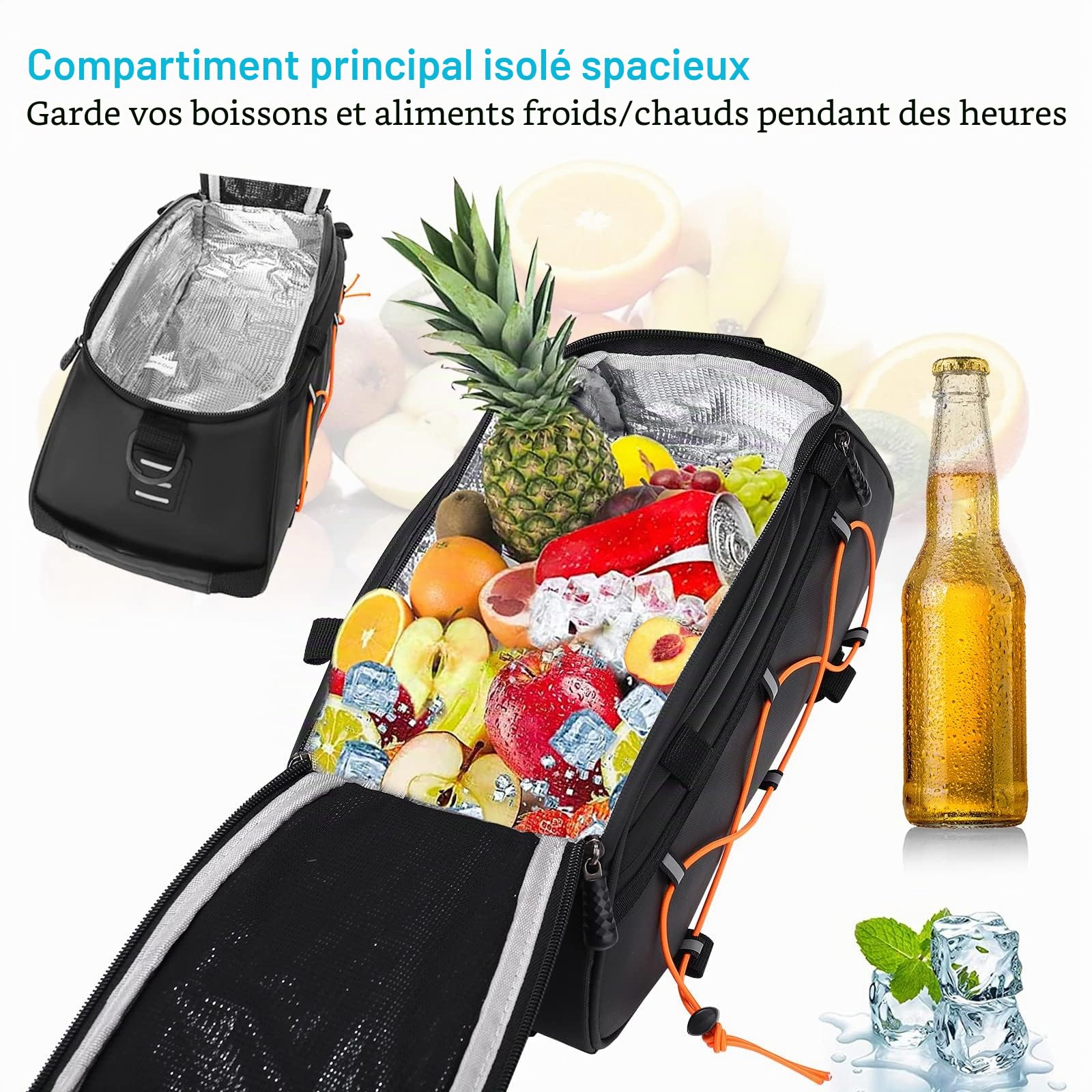 MOSISO Sacoche Porte-Vélo avec 2 Amovible Panniers, Sac à Main pour Selle Siège Arrière de Vélo pour Imperméable Isolé Stockage, Rangement Bagages de Cyclisme,Noir