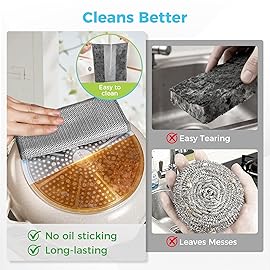 AIDEA Non Scratch Wire Dishcloth 24PK, Upgraded Wire Dishwashing Rag for Kitchen, Dual Sided, Washable Dish Cloths, Cleaning Pads Steel Scrubber for Cookware, Sinks, Dishes, Stove Tops, 78 Grey