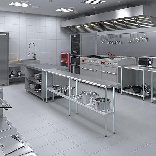 Vista 536 de AmGood Mesa de trabajo de acero inoxidable de 18 pulgadas x 36 pulgadas Mesa de preparación de alimentos de cocina de metal NSF