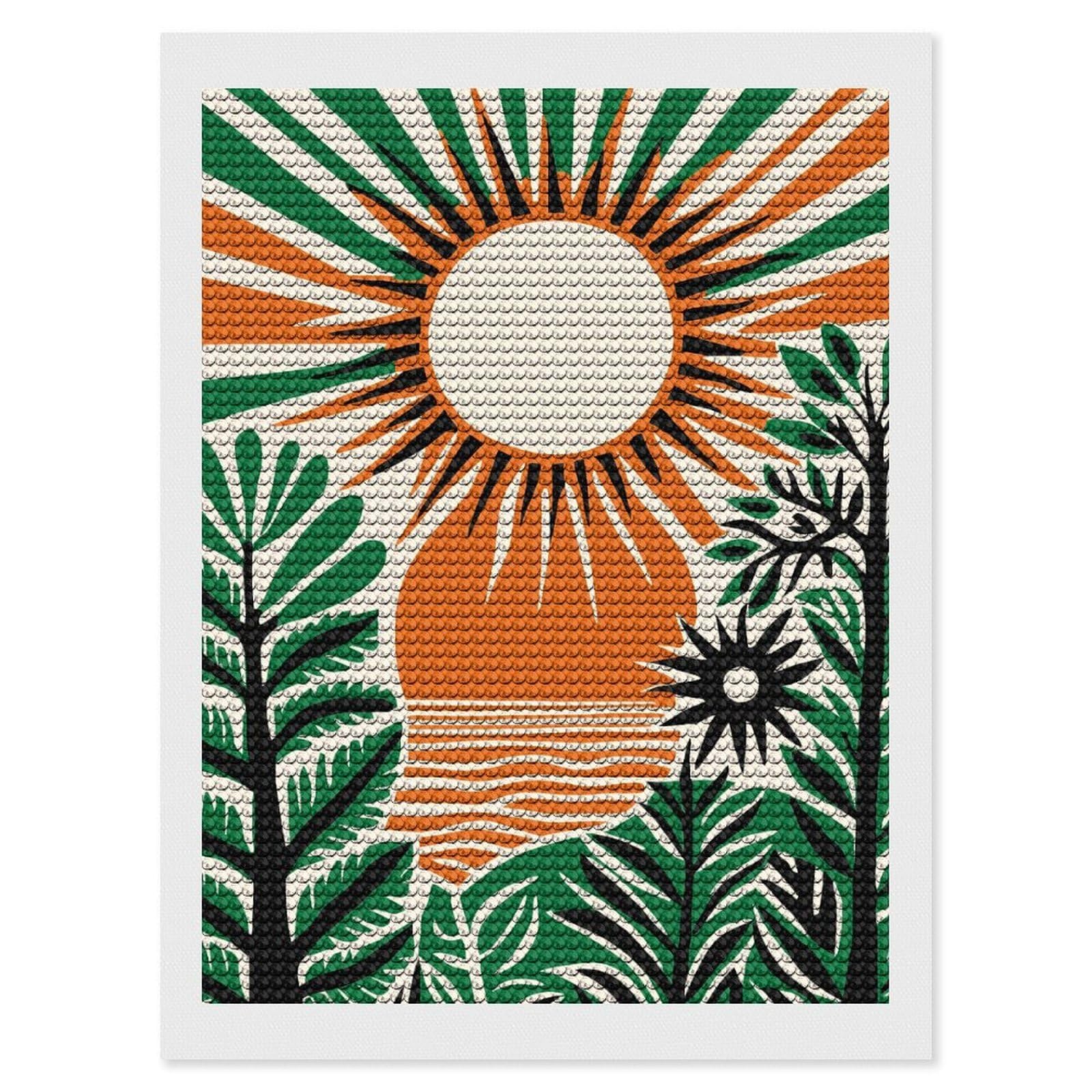 Junmoney Bohemian Sunshine Scenic Diamond Painting Set 12"x16", Sparkling Round Gems, Decorate Your Room, Fun Craft Experience, Modern Decor