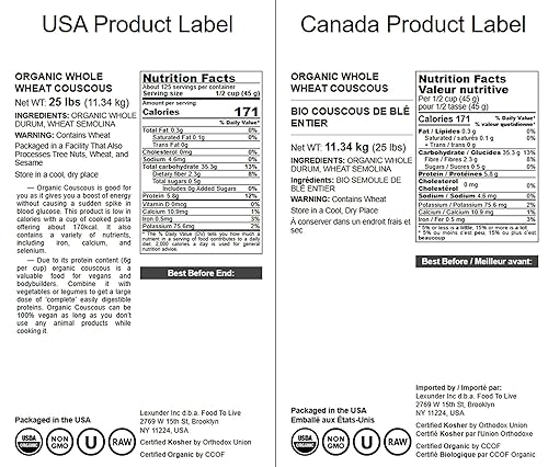 Miniatura 15 de Cuscús de trigo integral orgánico, 5 libras, sin OMG, Kosher, crudo, vegano, a granel