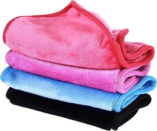 WLLHYF 4Pcs Makeup Remover Cloths, Makeup Remove Face Towels Reusable Removal Face Cleansing Cloth Fast Drying Washcloth for Women