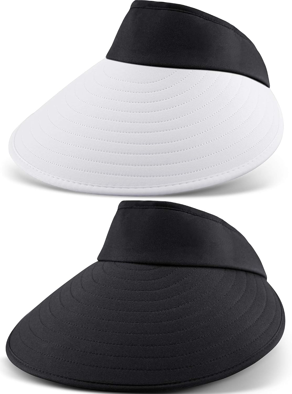 Syhood 2 Pieces Sun Visor Hats for Women Large Wide Brim Visor Hats Adjustable Summer UV Protection Packable Golf Beach Caps
