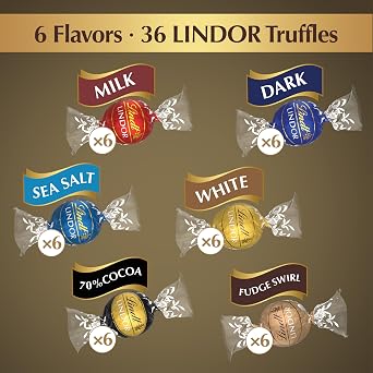 Lindt LINDOR Deluxe Assorted Chocolate Candy Truffles Gift Box, 15.2 oz., Full Size