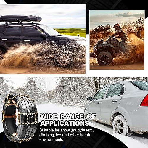 Miniatura 6 de Datanly Cadenas de nieve ajustables para neumáticos para SUV, camioneta, ajuste rápido, cadenas de neumáticos de fácil instalación, cadenas gruesas
