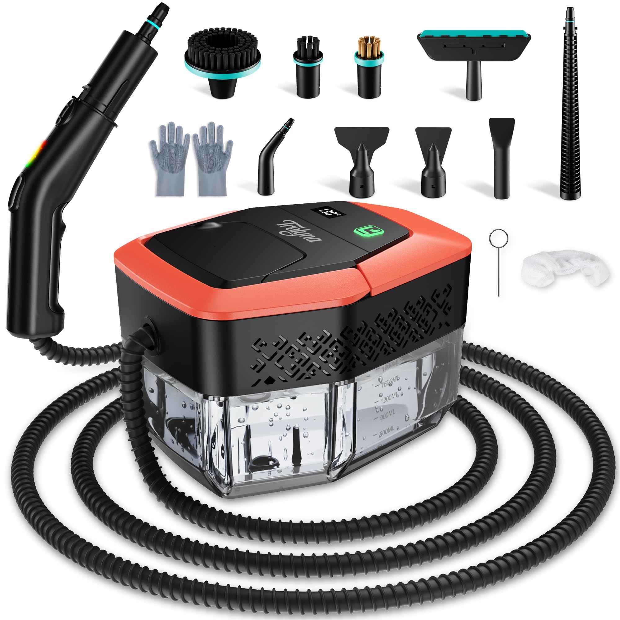Photo 1 of ***MISSING PARTS***
Trelyna Steam Cleaner,1.9 Quart Tank,3-Level Adjustable Handle,2500W Portable Steamer with 4Bar High-Pressure & Temperature for Grout,Tile,Floor,Shower,Bathroom,Furniture Cleaning (12 Accessories)