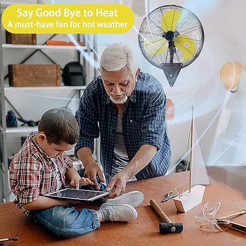 Miniatura 2 de Ventilador de montaje en pared, ventilador de pared oscilante de 20 pulgadas con 7000 CFM, 3 velocidades, ventilador industrial de alta velocidad